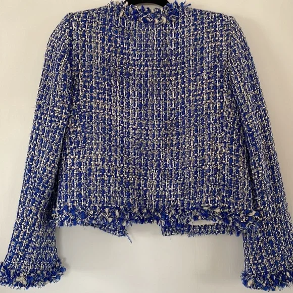Alice + Olivia Blue and White Tweed Blazer - Picture 2 of 5